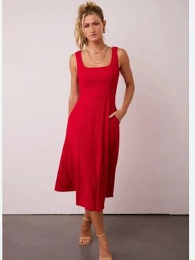 bohme red dress Amy Floral Maxi Dress in Red